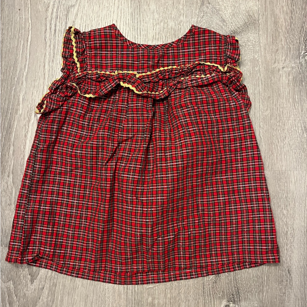 Girl's Crewcuts Red‎ Plaid Sleeveless Blouse- Size 6- Pre-owned